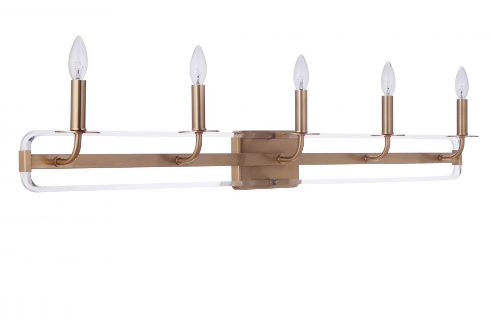 Graclyn 5 Light Vanity in Satin Brass