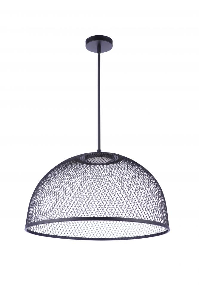 24.25" Diameter Sculptural Statement Metal Mesh Dome Pendant in Flat Black