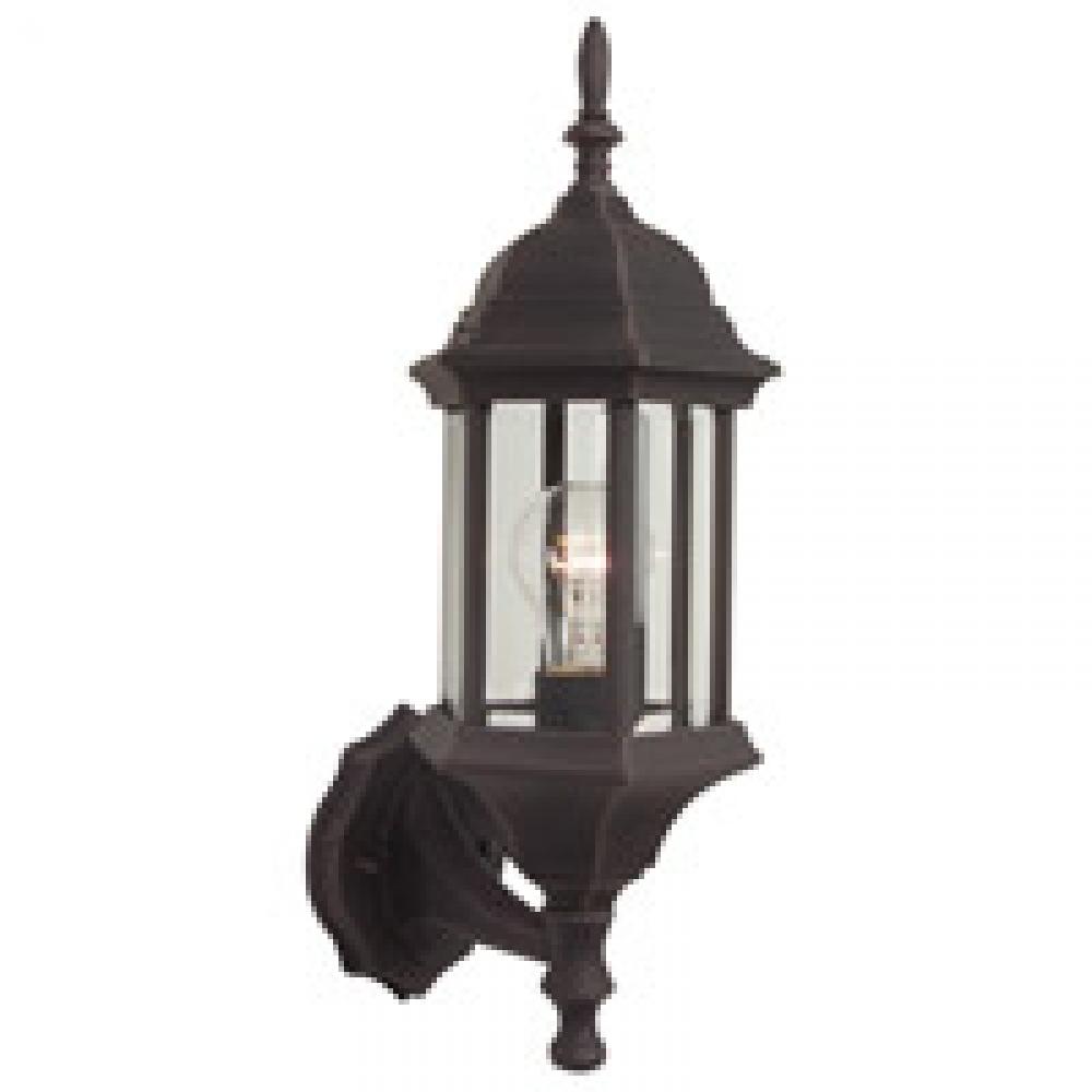 Hex Style Cast 1 Light Small Outdoor Wall Lantern in Rust