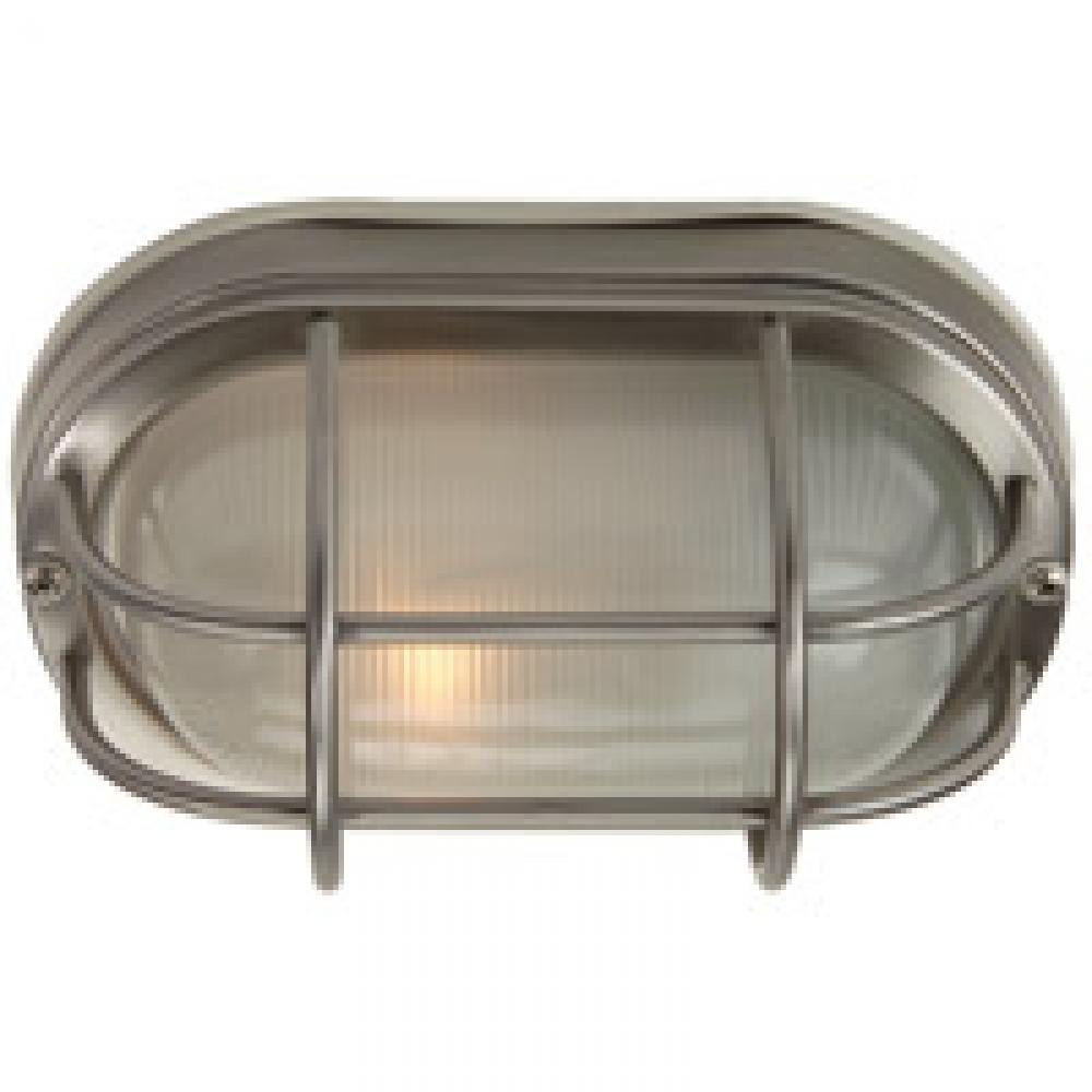 Oval Bulkhead 1 Light Small Flush/Wall Mount in Stainless Steel