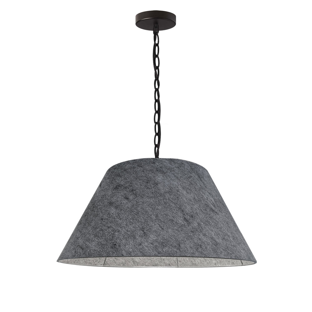 1LT Brynn Meduim Pendant, GRY Felt Shade, Black