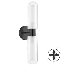 Dainolite BBA-192W-MB - 2LT Wall Sconce, MB w/ CLR Fluted Glass