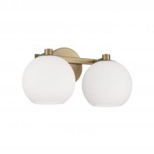 Capital Canada 152121AD-548 - 2-Light Circular Globe Vanity in Aged Brass with Soft White Glass