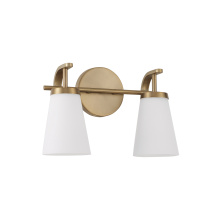 Capital Canada 161021AD-660 - 14" W x 9" H 2-Light Vanity in Aged Brass with Tapered Soft White Glass