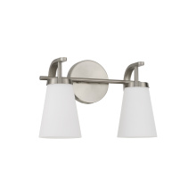 Capital Canada 161021BN-660 - 14" W x 9" H 2-Light Vanity in Brushed Nickel with Tapered Soft White Glass