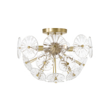 Capital Canada 257841MA - 15.5" W x 11" H 4-Light Starburst Semi Flush in Matte Brass with Patterned Glass Petals