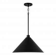 Capital Canada 351311MB - 1-Light Metal Cone Pendant in Matte Black with White Interior