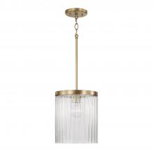 Capital Canada 356211AD - 1-Light Pendant in Aged Brass with Clear Beveled Fluted Glass