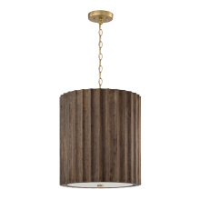 Capital Canada 357631MA - 16.5" W x 19.5" H 3-Light Reversed-Flute Handcrafted Mango Wood Pendant in Nordic Wood