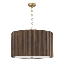 Capital Canada 357641MA - 25.75" W x 15.75" H 4-Light Reversed-Flute Handcrafted Mango Wood Pendant in Nordic Wood