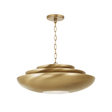 Capital Canada 357711AD - 21.5" W x 8.5" H 1-Light Modern Tiered Bowl Pendant in Aged Brass with Real Alabaster Diffus