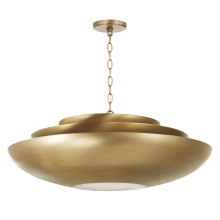 Capital Canada 357741AD - 29.5" W x 11.5" H 1-Light Modern Tiered Bowl Pendant in Aged Brass with Real Alabaster Diffu
