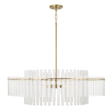 Capital Canada 358761AD - 36" W x 17.25" H 6-Light Tiered Pendant in Aged Brass with Clear and Etched Glass Tubes
