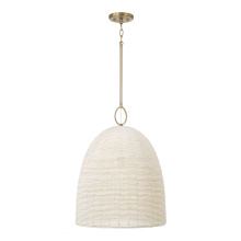 Capital Canada 358811AD - 18" W x 23" H 1-Light Handcrafted Bell Pendant with Tiny Beads Painted Ivory in Aged Brass