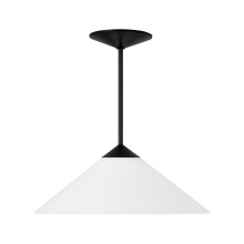 Capital Canada 359111MB - 22" W x 9" H 1-Light Cone Pendant in Matte Black with Soft White Glass and Tapered Canopy