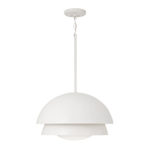 Capital Canada 359211WE - 17.25" W x 10.5" H 1-Light Modern Tiered Dome Pendant in Matte White with Soft White Glass D