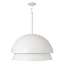 Capital Canada 359212WE - 25.25" W x 15" H 3-Light Modern Tiered Dome Pendant in Matte White with Soft White Glass