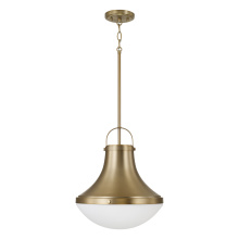 Capital Canada 361411AD - 14" W x 15.75" H 1-Light Teardrop Pendant in Aged Brass with Soft White Glass