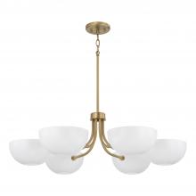 Capital Canada 451461AW - 6-Light Chandelier in Aged Brass and White