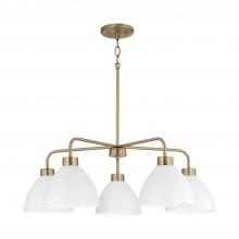 Capital Canada 452051AW - 5-Light Chandelier in Aged Brass and White