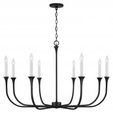 Capital Canada 452381BI - 8-Light Chandelier in Black Iron with Interchangeable White or Black Iron Candle Sleeves