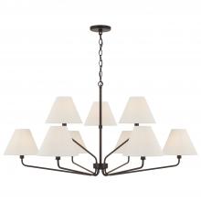 Capital Canada 456691ES-713 - 9-Light Angular Two-Tier Chandelier in Espresso with Tapered Soft Tan Fabric Shades