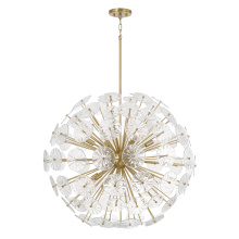 Capital Canada 457881MA - 33" W x 34" H 8-Light Starburst Pendant in Matte Brass with Patterned Glass Petals