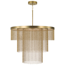 Capital Canada 459331AD - 33" W x 26.5" H Integrated LED Triple Ring Pendant in Aged Brass w/ Tiered Cascading Delicat