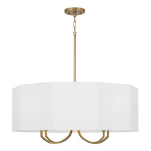 Capital Canada 459541AD - 29.5" W x 13.5" H Drum Chandelier in Aged Brass with Octagonal White Fabric Shade
