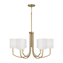 Capital Canada 459561AD-716 - 30" W x 17.5" H 6-Light Chandelier in Aged Brass with Octagonal White Fabric Shades