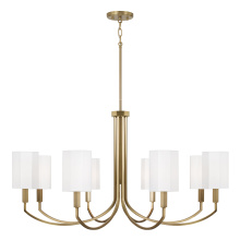 Capital Canada 459581AD-716 - 40" W x 21" H 8-Light Chandelier in Aged Brass with Octagonal White Fabric Shades
