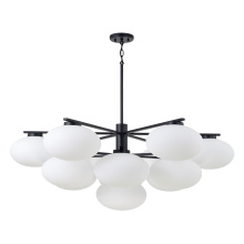 Capital Canada 460501MB - 45.5" W x 17.75" H 10-Light Two-Tier Chandelier in Matte Black with Soft White Glass Oval Gl