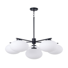 Capital Canada 460561MB - 37" W x 12.25" H 6-Light Chandelier in Matte Black with Soft White Glass Oval Globes