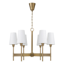 Capital Canada 460861AD-718 - 32" W x 22.75" H 6-Light Chandelier in Aged Brass with White Fabric Shades and Designer Cano