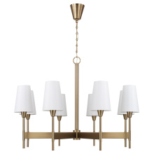 Capital Canada 460881AD-718 - 42" W x 21" H 8-Light Chandelier in Aged Brass with White Fabric Shades and Designer Canopy