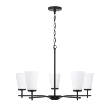 Capital Canada 461051MB-660 - 28" W x 18.5" H 5-Light Chandelier in Matte Black with Tapered Soft White Glass