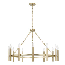 Capital Canada 462001MA - 35" W x 24" H 10-Light Ring Chandelier in Matte Brass with Cylindrical Candlesticks