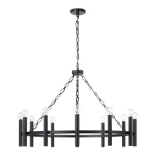 Capital Canada 462001MB - 35" W x 24" H 10-Light Ring Chandelier in Matte Black with Cylindrical Candlesticks