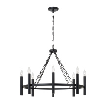 Capital Canada 462081MB - 28" W x 21" H 8-Light Ring Chandelier in Matte Black with Cylindrical Candlesticks