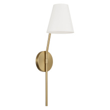 Capital Canada 660611AW - 6.25" W x 23.25" H 1-Light Wallchiere Sconce in Aged Brass with Matte White Metal Shade