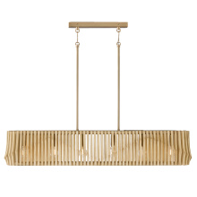 Capital Canada 844661BWB - 41" W x 7.5" H 6-Light Linear Chandelier in Matte Brass and Handcrafted Blonde Mango Wood