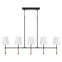 Capital Canada 860751MBG-717 - 48" W x 18.75" H 5-Light Linear Chandelier in Matte Black with Textured Hammered Gold Tails