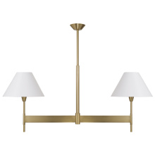 Capital Canada 860821AD-719 - 50" W x 22.5" H 2-Light Linear Chandelier in Aged Brass with White Fabric Shades and Designe
