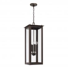 Capital Canada 934644OZ - 4-Light Outdoor Rectangular Hanging Lantern in Oiled Bronze with Clear Glass