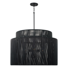 Capital Canada 956341OK - 28.75" W x 20.25" H 3-LT Indoor Outdoor Pendant in Matte Black & Hand-wrapped Onyx Black Res