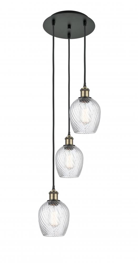 Salina - 3 Light - 12 inch - Black Antique Brass - Cord Hung - Multi Pendant