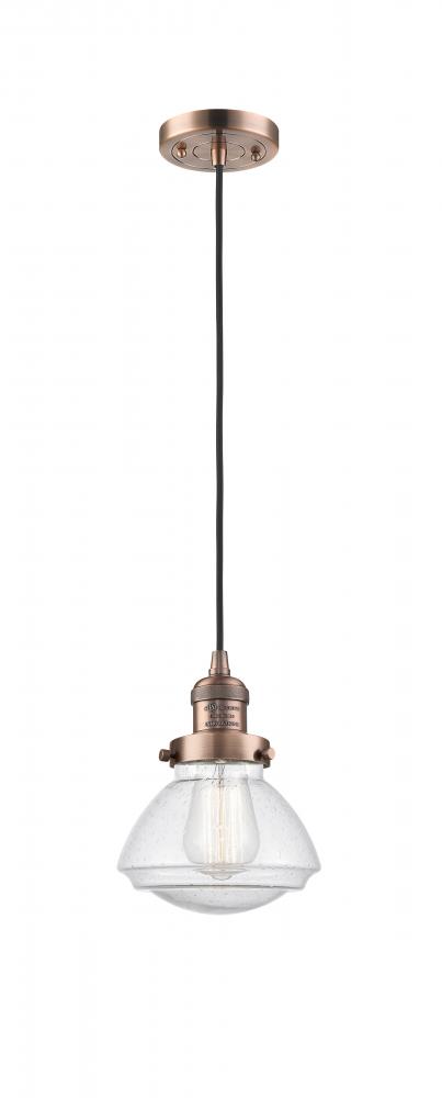 Olean - 1 Light - 7 inch - Antique Copper - Cord hung - Mini Pendant