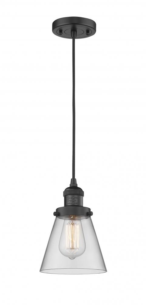Cone - 1 Light - 6 inch - Matte Black - Cord hung - Mini Pendant