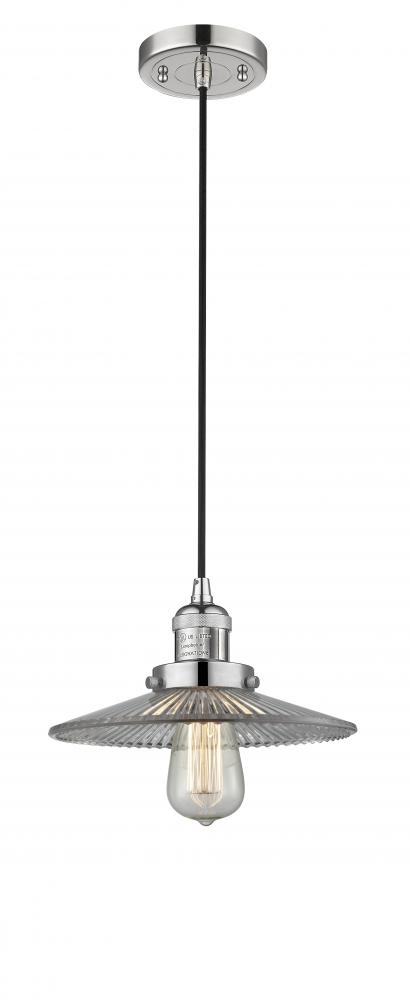 Halophane - 1 Light - 9 inch - Polished Nickel - Cord hung - Mini Pendant