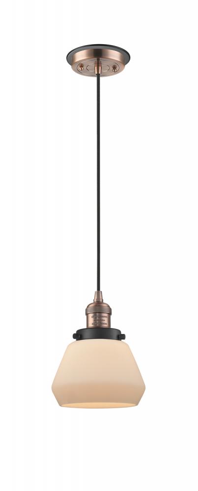 Fulton - 1 Light - 7 inch - Antique Copper - Cord hung - Mini Pendant